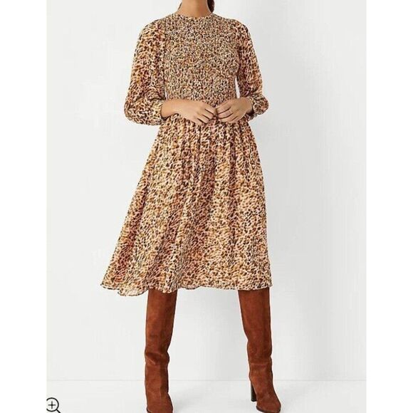 Ann Taylor Dresses & Skirts - Ann Taylor Cheetah Print Dress Brown Pink Size 4